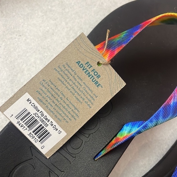 Chaco Chillos Flip Flop Sandals Dark Tie Dye Black  Rainbow shoe Men’s size 10 main image 5